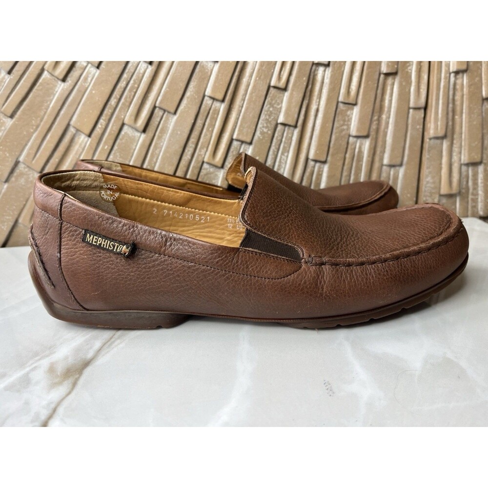Mephisto Men Uk 11.5 Us 12 Cool-Air Brown Leather Slip On Driving Loafers Shoes